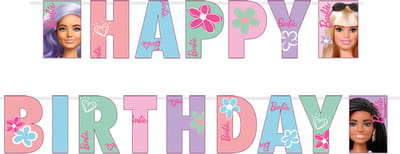 Slinger verjaardag vlagjes Papieren banner Happy Birthday Barbie Sweet Life 180 x 15 cm