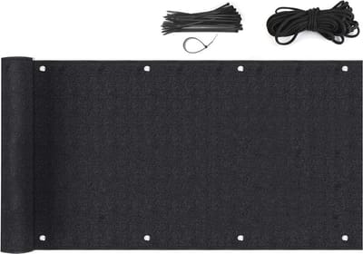 Balkonscherm 9 x 6 m - Inkijkbescherming en Windbescherming - Zwart