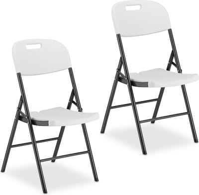 klapstoel - set van 2 - tuin, terras & balkon - weerbestendig - kunststof & staal - zwart-wit