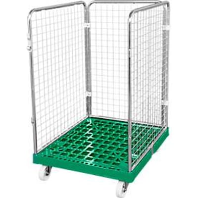 Gaascontainer 3-zijdig, 1020 bruikbare hoogte op kunststof rolcontainer, groen RAL6024