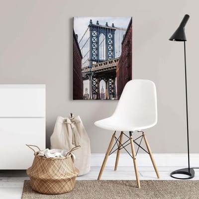 Canvas print DD123126 BrooklynBridge A.S. Création 0,7 x 0,5 m Blauw Kantoor Hal/Gang Keuken Slaapkamer Woonkamer