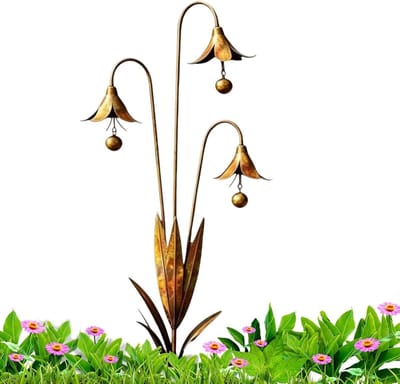 Metalen Bloemen - Tuindecoratie Paaltje - Buiten Decoreren - Weerbestendig Materiaal - 66 x 30 cm - Meerkleurig