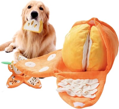Snuffelmat Hond - Voerpuzzel Kussen - Mentale Stimulatie - Verfrommeld Papier Ontwerp - 65 x 63 cm - Oranje