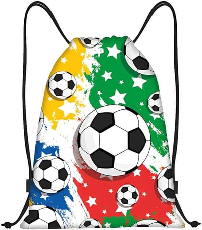 Sporttas met trekkoord - Gymtas kinderen - Sport en school - Waterafstotend Oxford - 41 x 34 cm - Voetbal design