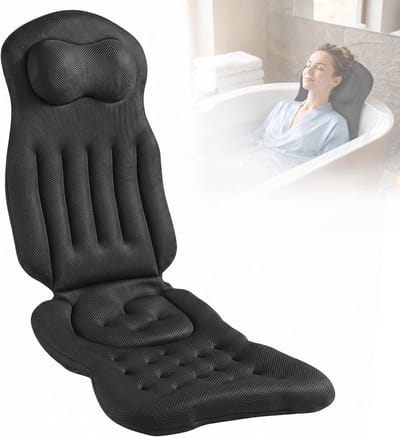 Badkussen Lichaam - Comfortabel Kussen - Ontspannen in Bad - 4D Air-Mesh Materiaal - 133 x 40 cm - Zwart