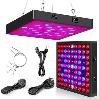 MUPOO Groeilamp Planten – Kweeklamp LED Full Spectrum 25–80W voor Binnen – Ideaal voor Groei en Bloei van Kamerplanten, Groenten en Bloemen – Full Spectrum Panel 81 LEDs