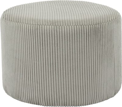 Poef Nour Lichtgrijs - Ribstof - Breedte 55 cm - Diepte 55 cm - Hoogte 38 cm