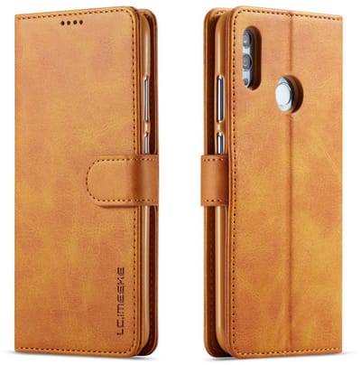 LC.IMEEKE Hoesje - Geschikt voor Huawei P Smart (2019) Hoesje - LC.IMEEKE Luxe Book Case - Bruin