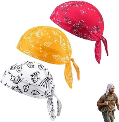 Hoofdband - Koelbandana - Fietsbandana - 3 stuks - Bandana - Zweetafvoerende bandana - Grote maat - Motorbandana - Ademende bandana - Unisex - Multicolor