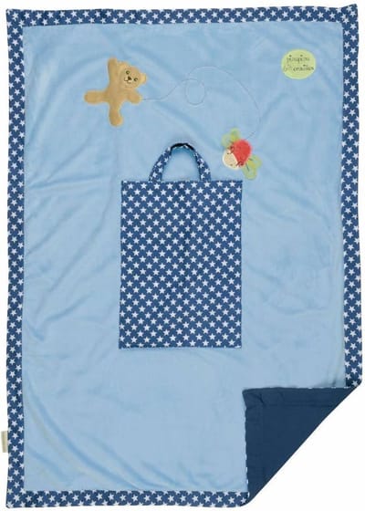 Pioupiou et Merveilles - Ledikantdeken in tas 140 x 70 cm - Blauw Sterren