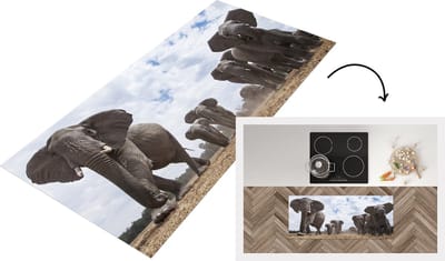 Keukenloper - Loper keuken - Kudde olifanten - 120x50 cm - Keukenloper vinyl