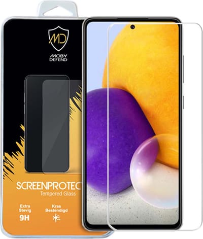 MobyDefend Screenprotector - Geschikt voor Samsung Galaxy A72 - Case-Friendly Screensaver - Gehard Glas