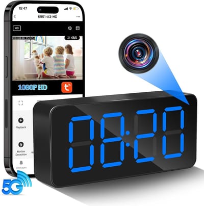 Mini Camera - Verborgen Klok - Thuis Beveiliging - Dubbel Band WiFi - 11 x 7 x 4 cm - Zwart