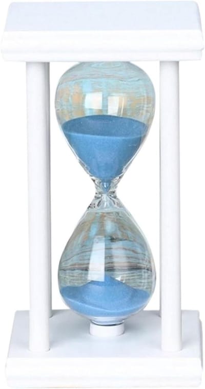 Zandloper Klok - Zand Timer - Tijd Management - Decoratief Element - 60 minuten - Wit Blauw