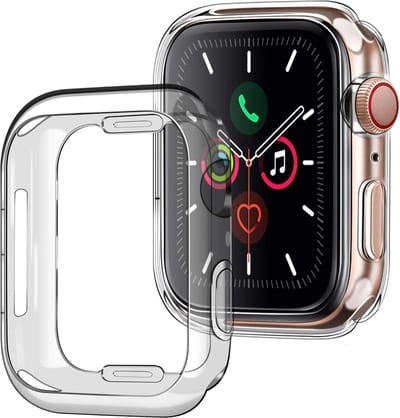 Hoesje - Geschikt voor Apple Watch Series 7 (41 mm) - Sterk & Shockproof - Smartwatch Full Bumper Hoes - Siliconen Case Cover - Transparant