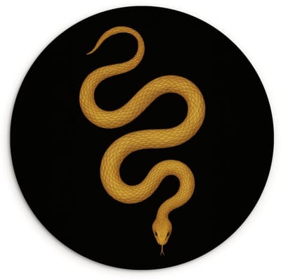 WallCircle® Wandcirkel 120x120 cm - Muurcirkel Slang - Minimalistisch - Goud - Muurdecoratie woonkamer - Wanddecoratie slaapkamer - Kamer decoratie accessoires - Ronde schilderijen XXL