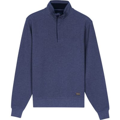 Baileys Trui Jacquard Texture Uni Color Sweat Zip Collar Dark Denim Blue / male
