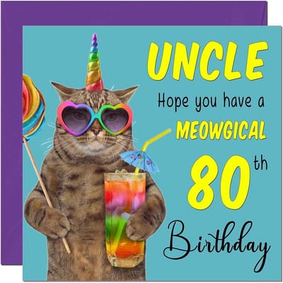 Grappige Verjaardagskaart 80 Jaar voor Oom - Unieke en Luxe Wenskaart