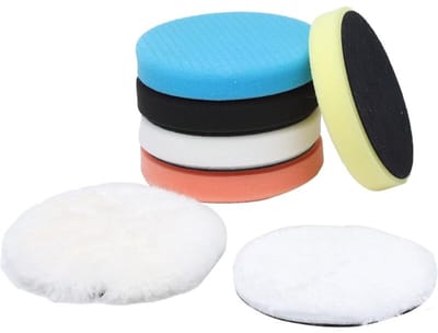 7-delige set van 150 mm polijstpads, autopolijstset, set autopoetssponzen, set autopolijstpads