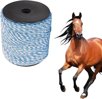 Duurzaam Gevlochten Tuinhek Touw 500m, Elektrisch Hekwerk, Rvs Geleidingskoord, Accessoires voor Boerderij en Ranch, Blauw en Wit