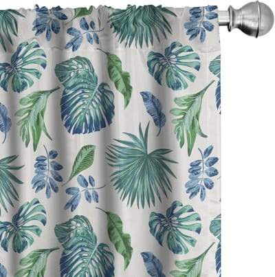 ABAKUHAUS Groene Monstera Gordijnen – 2x75x175 cm – Microvezel