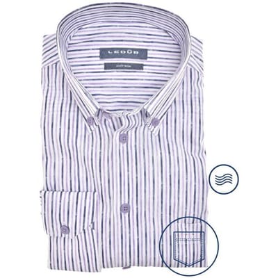 Ledûb Overhemd Duo Stripe Cotton Easy-Iron Button-Down Paars / male
