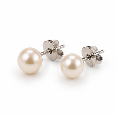 Behave Parel Oorstekers 8 mm – Crème Parelmoer Oorknopjes – Klassieke Pareloorbellen Dames – Nikkelvrij – Cadeau voor Haar