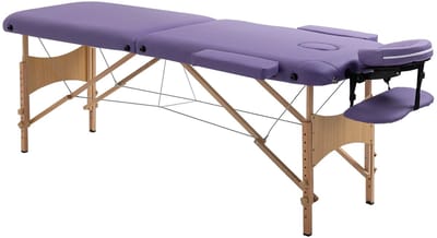 QUESTYR Opvouwbare Massagetafel – 210×81 cm – Verstelbare Hoogte 67–92 cm – Houten Frame – Paars – Professionele Brancard voor Massage, Beauty & Fysiotherapie