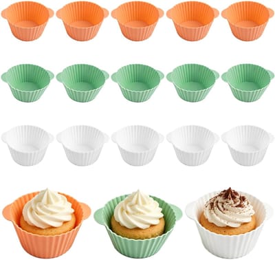 Muffinvormpjes, siliconen muffinvorm met handvat, anti-aanbaklaag, herbruikbare siliconen vorm muffins, muffin siliconen vormpjes, airfryer muffinvorm, voor muffins, cake, eieren