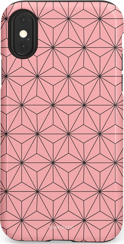 Casetastic Hoesje Geschikt voor Apple iPhone X/Xs - Stijlvolle Beschermende Duo-layer Case - Roze Zwarte Fashion Paris Patroon