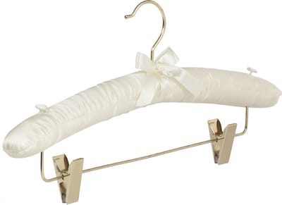 De Kledinghanger Gigant - Knijperhanger - Satijnhanger - Volwassenen - 5105 - 50 Stuks - Ivoor - Creme - Verschuifbare Anti-slip knijpers - Messinghaak - 38 cm - Rokhanger - Broekhanger - Pantalonhanger (5105/50)