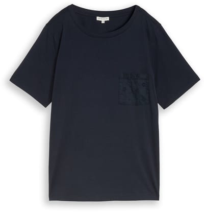 Tom Tailor - Plus Size - Boxy Fit T-shirt met borstzak - Maat 46 - sky captain blue