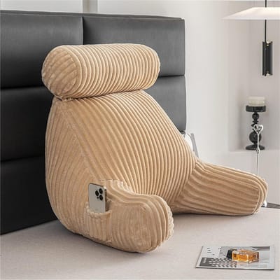 Hoofdbordkussen - Leeskussen Bed - Ontspannen Lezen - Afneembare Nekrol - 65 cm Hoog - Grijs
