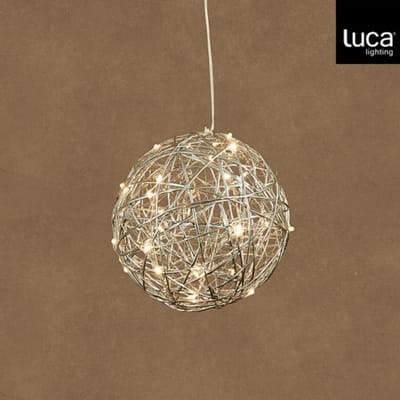 Bal hangend zilver warm wit bo en timer - d20cm