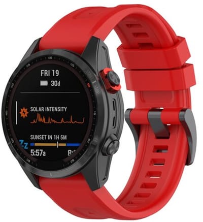 By Qubix - Geschikt voor Garmin bandje - 26mm Quickfit - Siliconen sportbandje - Rood - Geschikt voor Garmin Fenix 8 / 8 Pro - 51mm