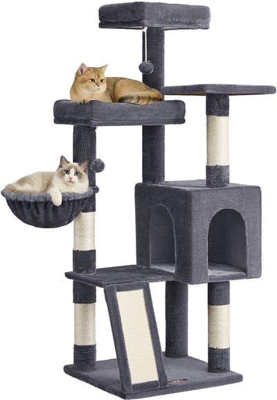Feandrea - Krabpaal - Kattenboom - Met Oprijplaat - Krabpalen - 3 Platforms - Huisje - Mand 2 Ballen