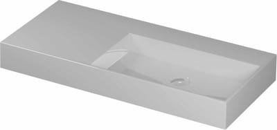 INK United porseleinen wastafel rechts zonder kraangat met porseleinen click-plug en verborgen overloop systeem 100 x 45 x 11 cm, glanzend wit