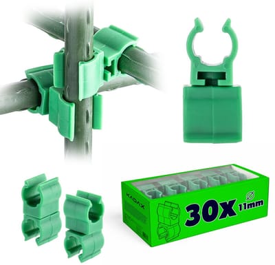 KADAX plantenstok-draaikoppeling Ø 11 mm, 30 stuks, kunststof koppeling voor plantenstokken, plantenstokkoppeling, stevige verbinding voor klimhulpmiddelen in de tuin en de kas