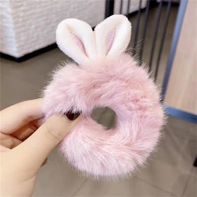 Konijnenoren Hoofdband Bewegend Schattig Warm Pluche Airbag Konijn Grappig Zoet Cadeau Verplaatsbare Accessoires Voor Vrouwen Meisjes Kinderen white