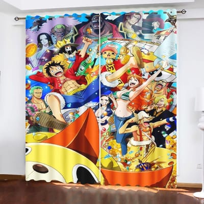 Monkey D Luffy Home Cartoon Gordijn One Piece Schattige Print Lichtfilterende Gordijnen Woonkamer Slaapkamer Hitte- en Zonbescherming 100x140cm