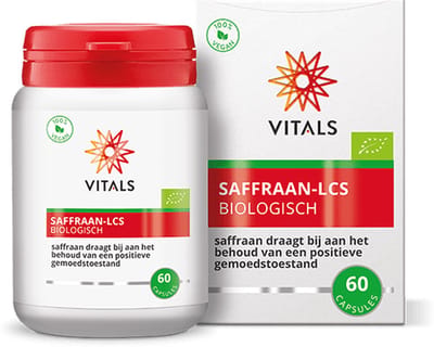Vitals Saffraan-LCS Biologisch - 60 capsules. Draagt bij aan het behoud van een positieve gemoedstoestand en een goede nachtrust.