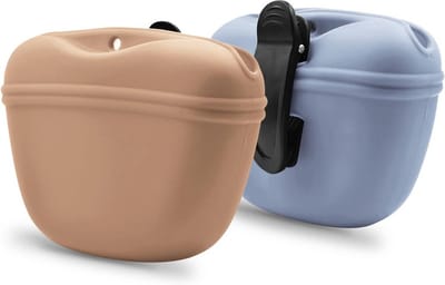 AUDWUD Silicone Dog Treat Pouch,With Training Clicker,Clip on Portable Train Container,Convenient Magnetic Buckle Closure