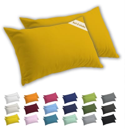Lavea® Kussenslopen 40x80 cm Set van 2 – Kussenhoezen van 100% Zachte en Ademende Jersey Katoen met YKK Ritssluiting – Goudgeel