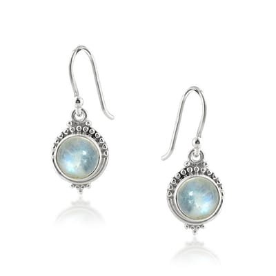 SilverGems Zilveren oorhangers met Regenboog Maansteen edelstenen