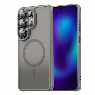 Hoesje Geschikt voor Samsung Galaxy S26 Ultra - Grijs - Casemania Matte Armor Magnetische Back Cover - Geschikt voor MagSafe Telefoonhoesje - Val/Stoot Bescherming met Camera Protection