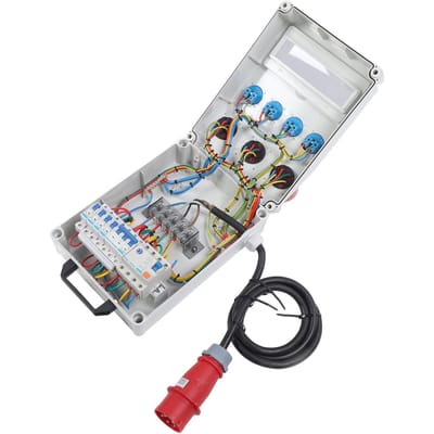 Stroomverdeelkast met 4 stuks 250V 16A EU-stopcontact 3 stuks 5-pins industrieel stopcontact AC 220?380V 240?415V