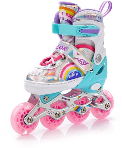 Meteor Rollen 4-in-1 - Kinderen - Maat XS 25-28 Rainbow - Anatomisch, verstelbaar, met LED wielen, 4 configuraties