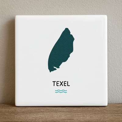 Texel Eiland Minimalistische Kaart Tegel – Moderne Kust Woondecoratie – Keramische Tegel 15 x 15 cm