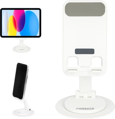 Tablet Houder - Verstelbaar - 360 Graden Draaibaar - Voor Bureau en Bed - Klem - Geschikt voor iPad - Universeel - Wit