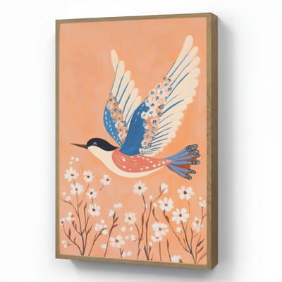 Wandlamp 70x100 cm - Oplaadbaar - Vogel - Bloesemtakken - Warm - Kleurrijk - Wandlampen binnen woonkamer - Slaapkamer lamp - Decoratieve nachtlamp - Vloerlamp draadloos